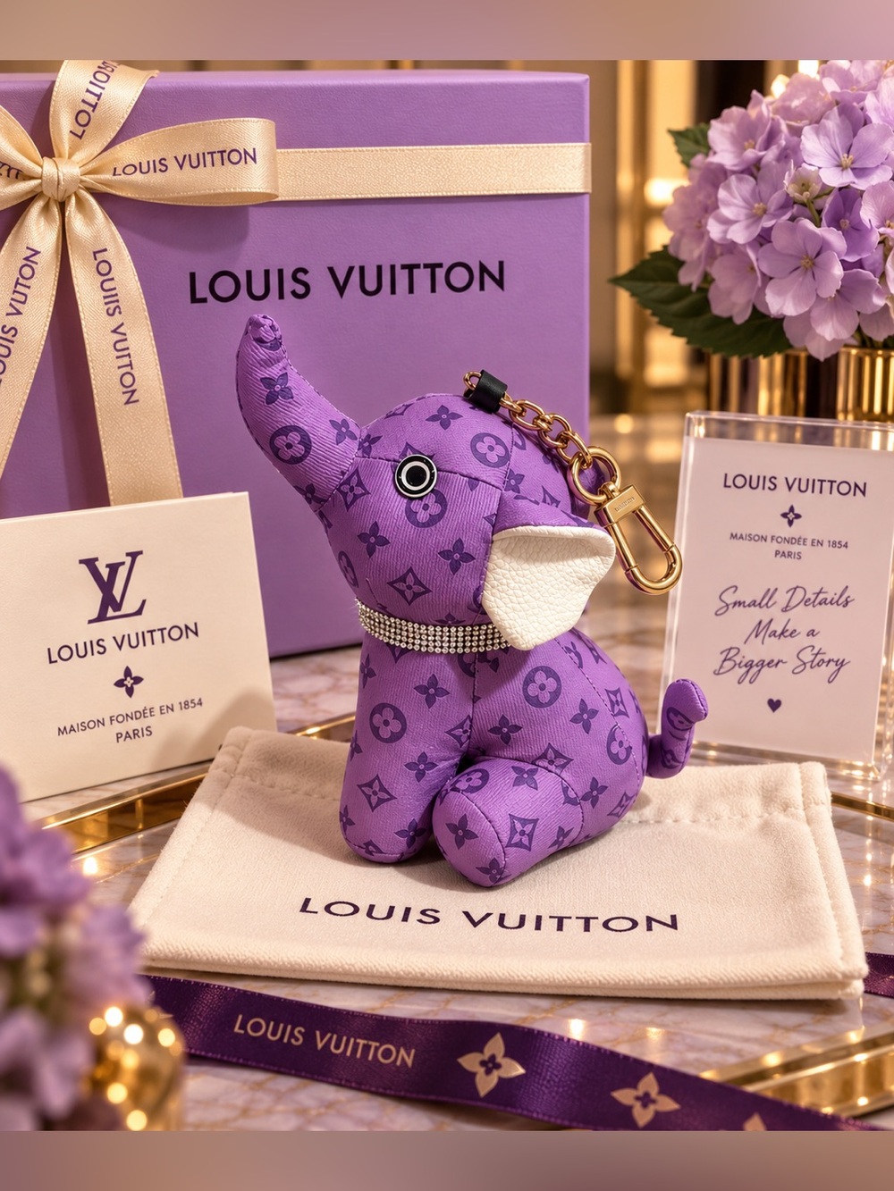 Purple Elephant Keychain
